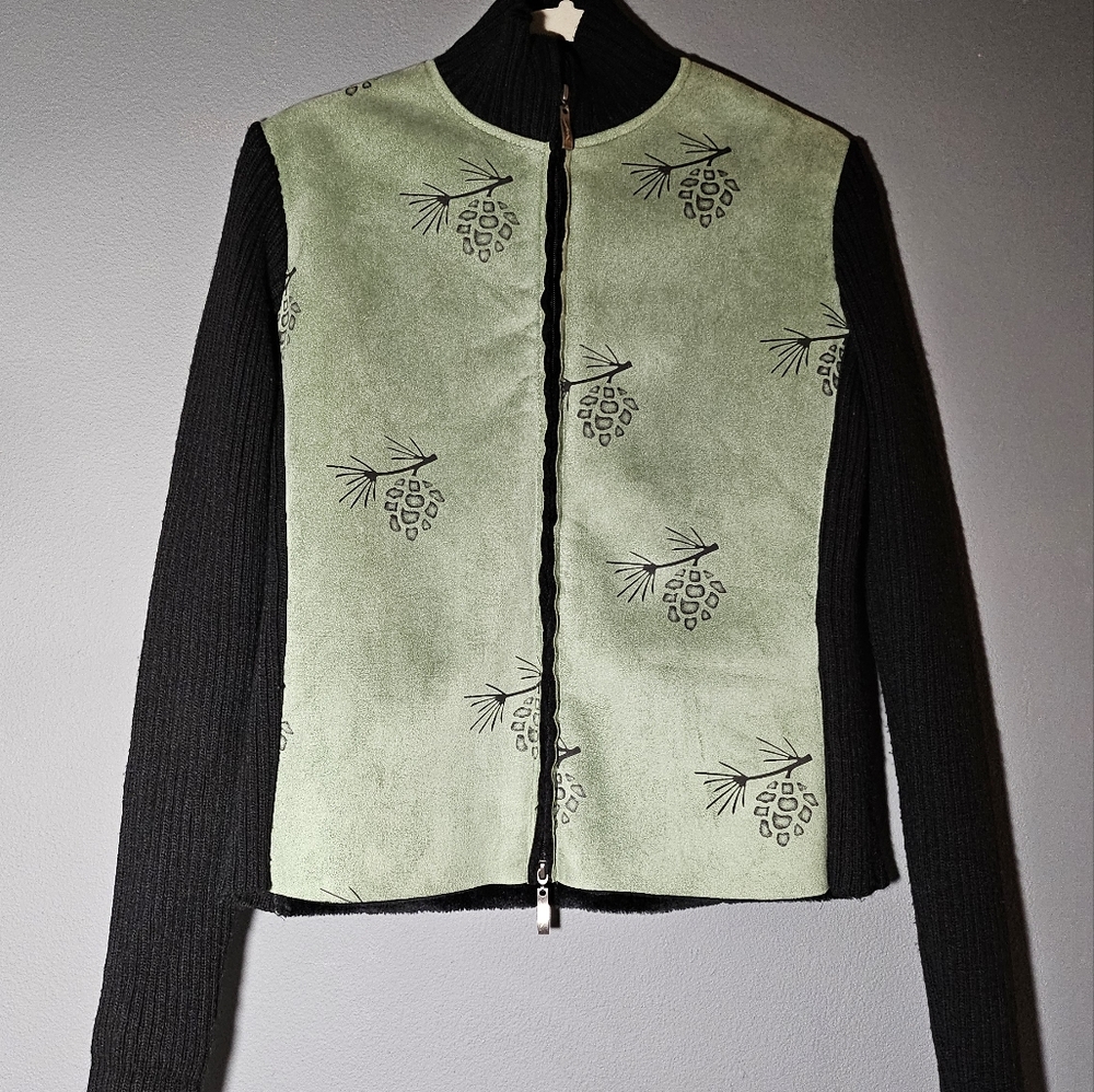 Montana Co Green Suede Floral Jacket Size L